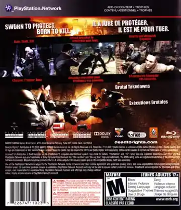 Dead to Rights - Retribution (USA) (v1.01) (Disc) (Update) box cover back